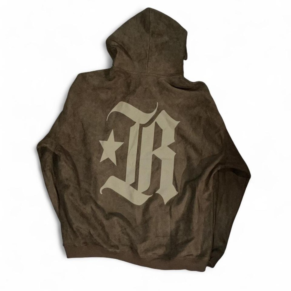 Vintage Rass above the dream Brown and tan suede heavy hoodie - Picture 2 of 4
